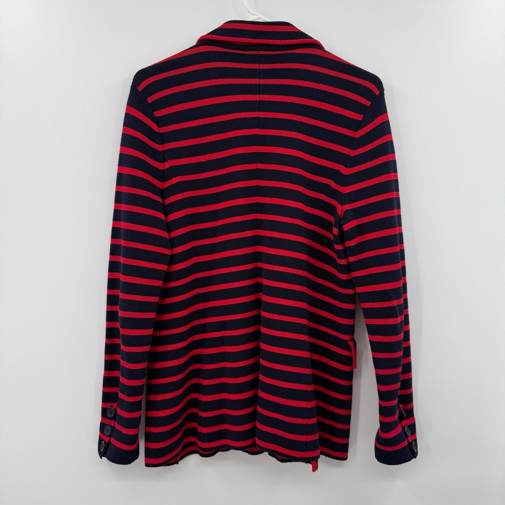 Talbots blue red stripe blazer knit heavy nautical size medium - Picture 6 of 8